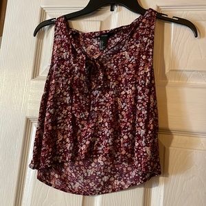 Forever21 Neck Tie Floral Crop Top